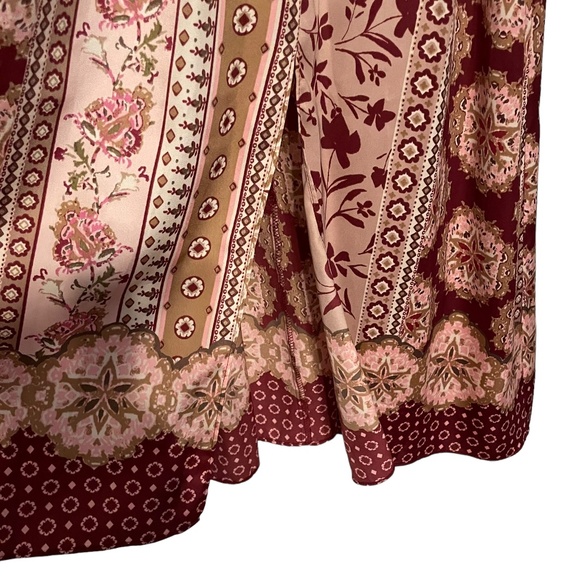 Gal Meets Glam Liza Charmeuse Pink/Burgundy Midi Dress Size 2 Petite‎ - Picture 3 of 9